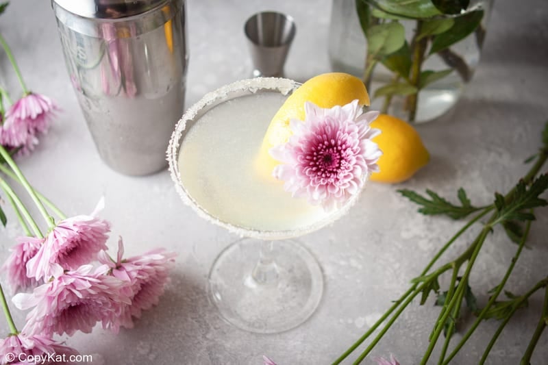 lemon drop martini and flowers