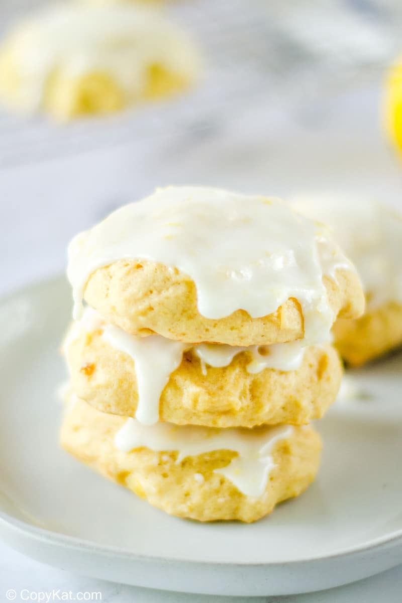 three pineapple cookies stacked on a plate
