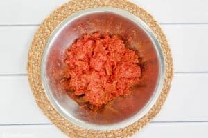 ground beef mixture for stuffed meatloaf in a bowl
