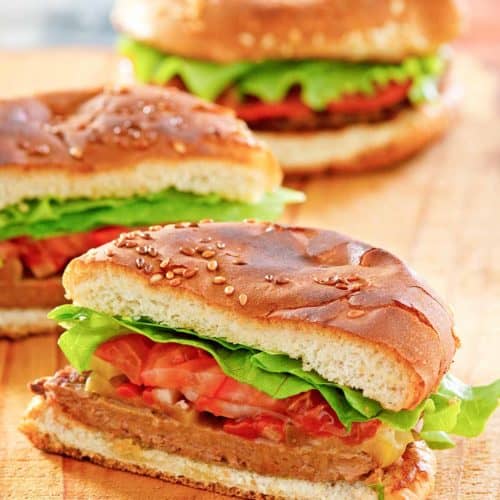 homemade Burger King Impossible Whopper burgers.