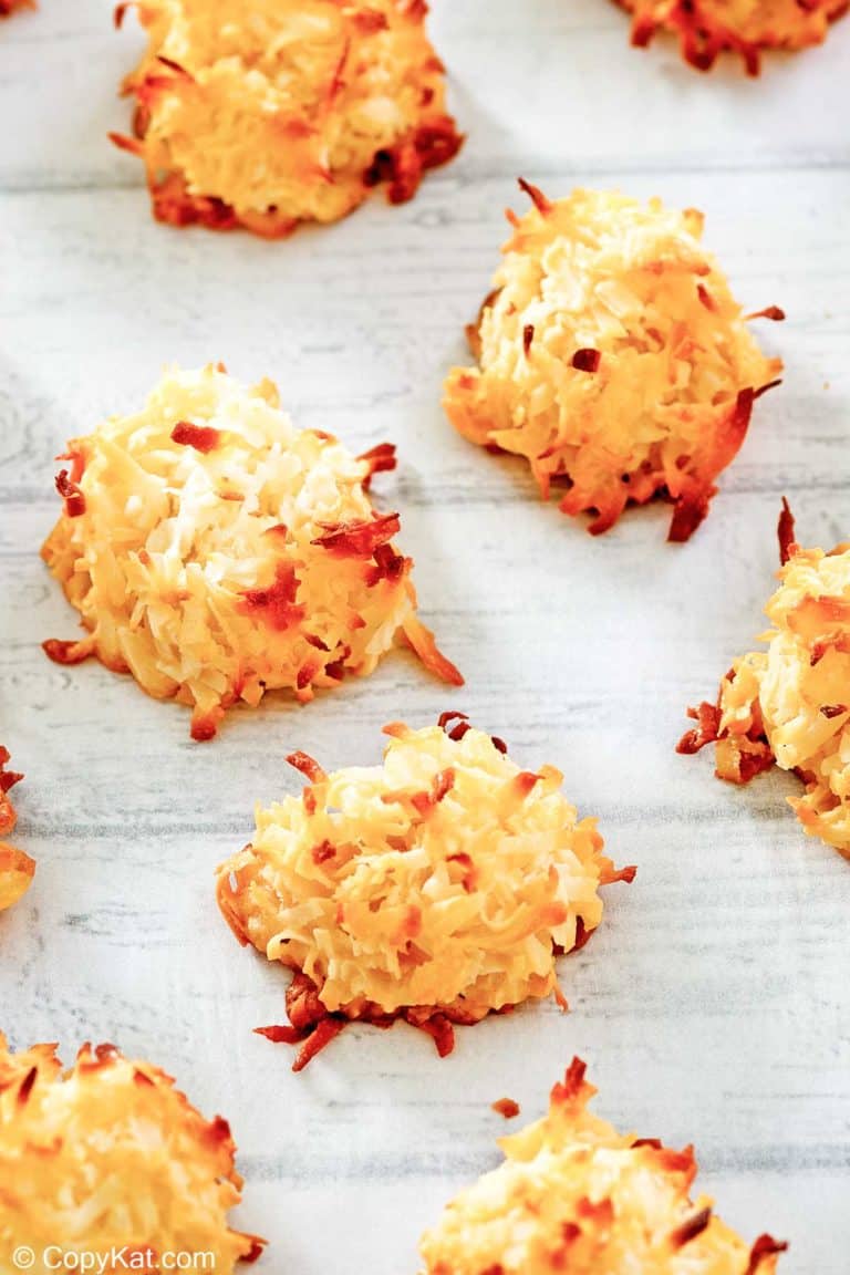 coconut macaroons on parchment paper.