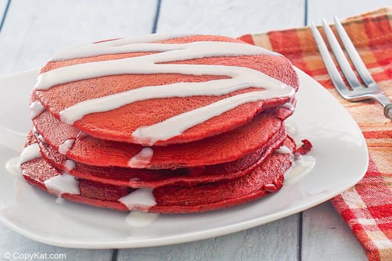 Red Velvet Pancakes with Cream Cheese Glaze