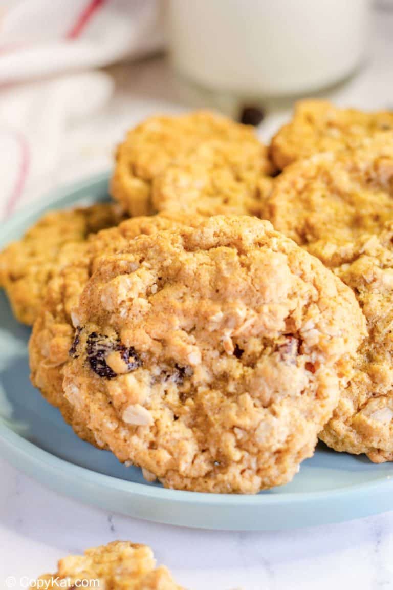 oatmeal raisin cookies on a plate.
