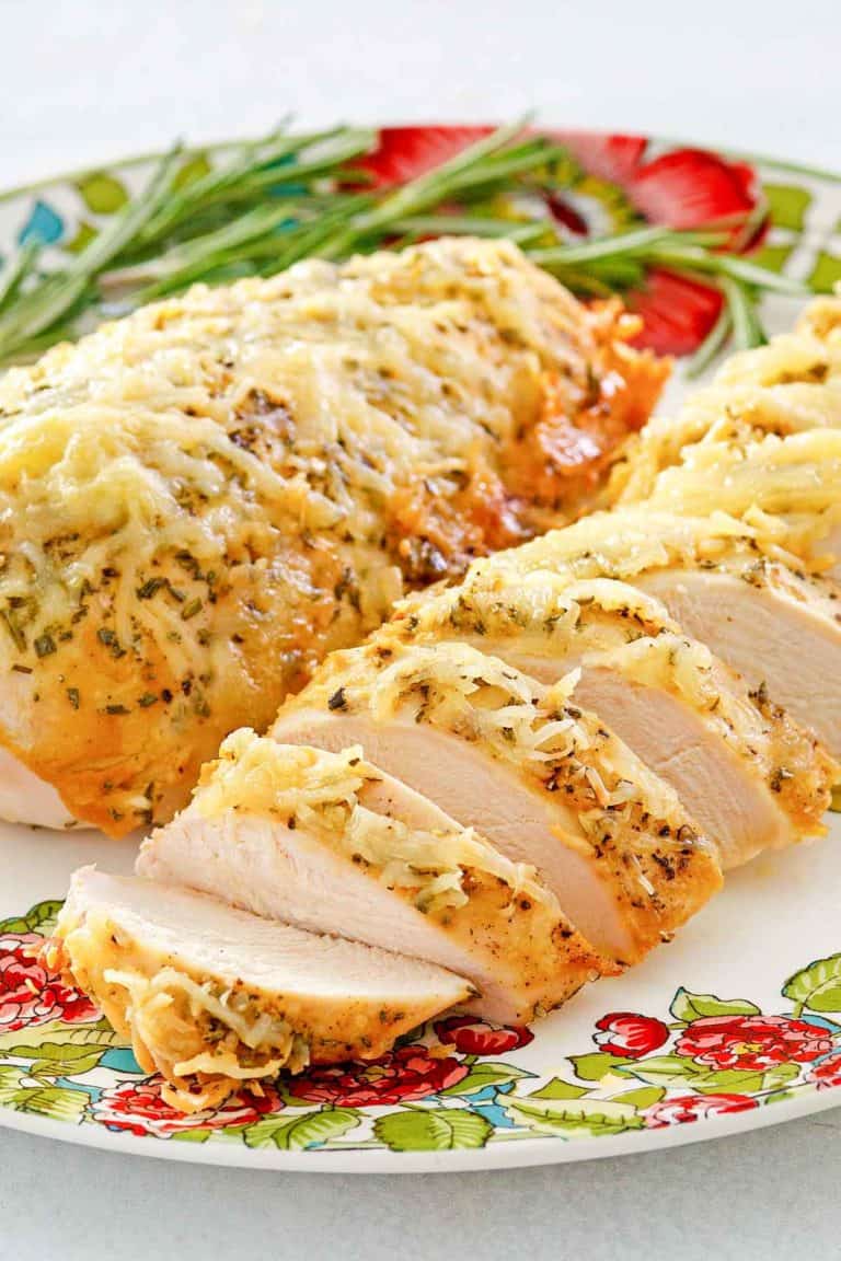 rosemary chicken on a plate.