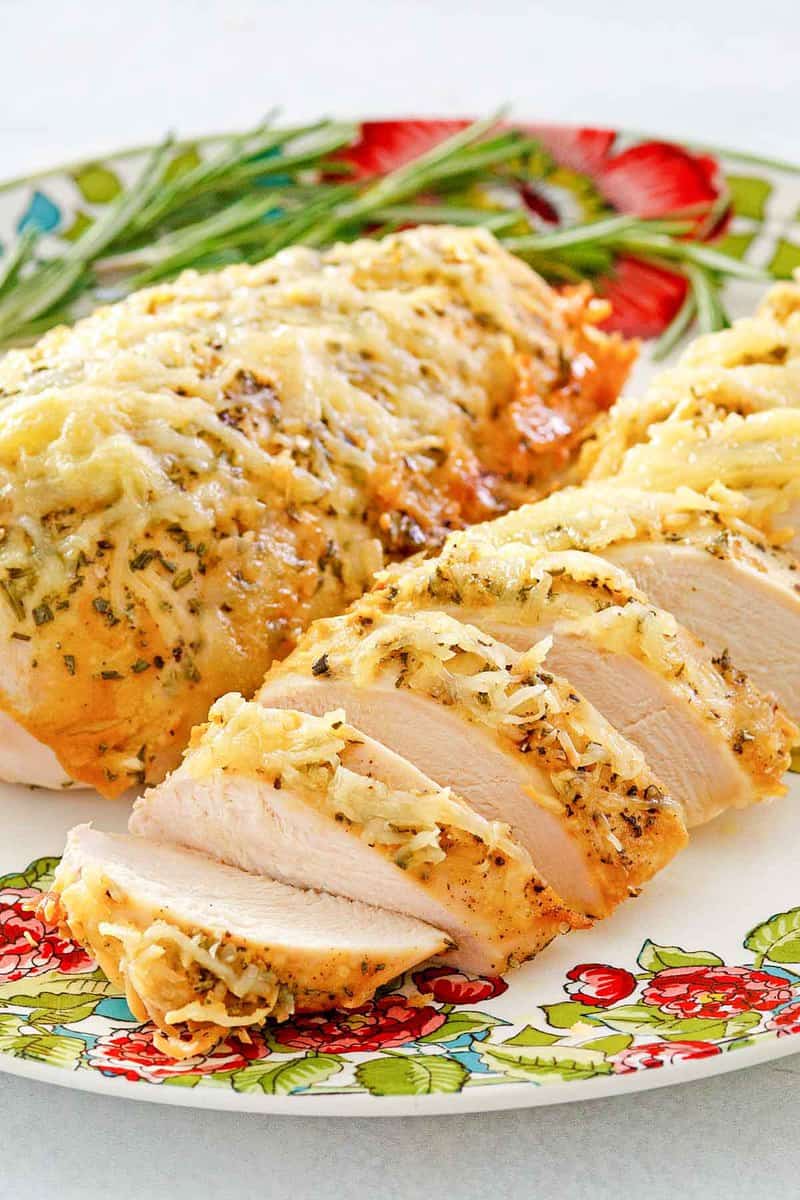 rosemary chicken on a plate.