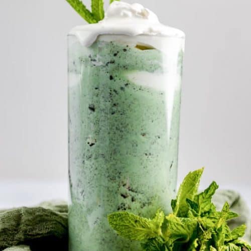 homemade McDonald's Oreo Shamrock McFlurry and fresh mint.