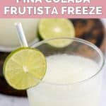 copycat Taco Bell pina colada frutista freeze in a glass.