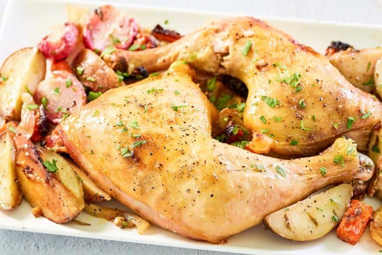 Baked Chicken Leg Quarters with Roasted Vegetables