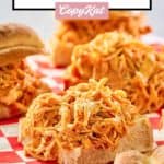 closeup of buffalo chicken slider without the top bun.