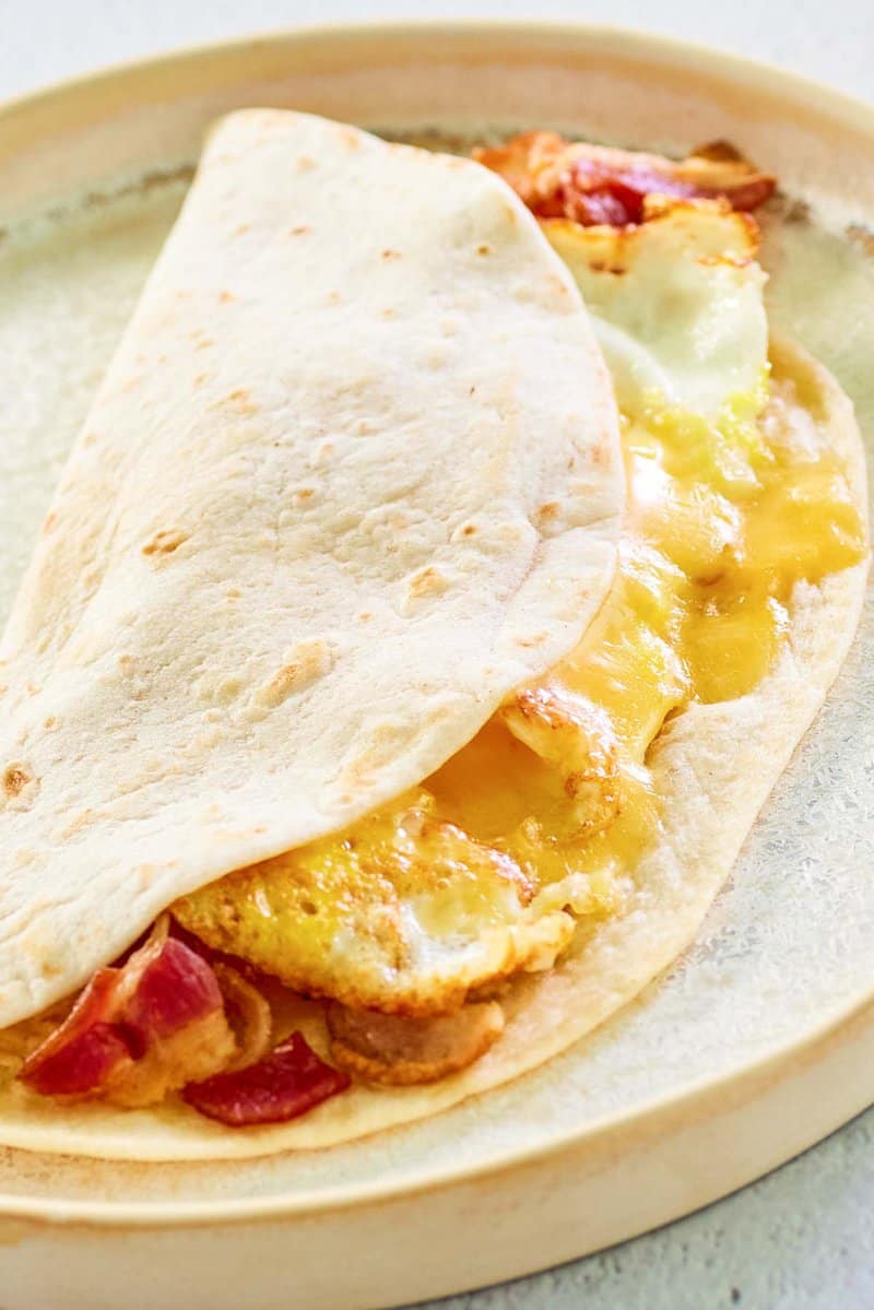 copycat Dunkin Wake Up Wrap on a beige plate.