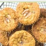 a basket of oatmeal raisin muffins.