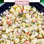 olivier salad in a serving bowl.