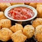 a platter of homemade Rosati's dough nuggets and sauce.