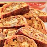 closeup of slices of homemade sausage roll.