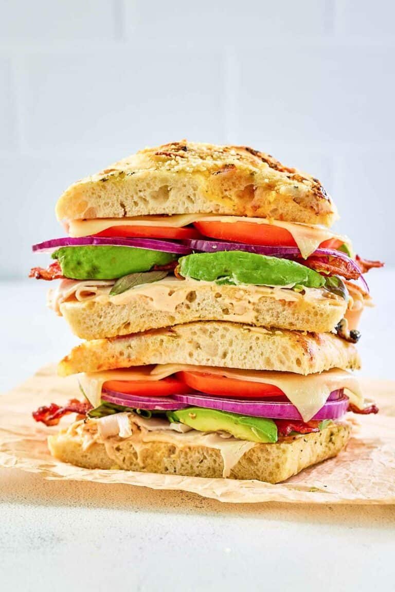 copycat Panera frontega chicken sandwich on parchment paper.