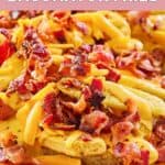closeup of homemade Wendy's baconator fries.