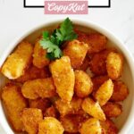 homemade Culver's fried cheese curds in a white bowl.