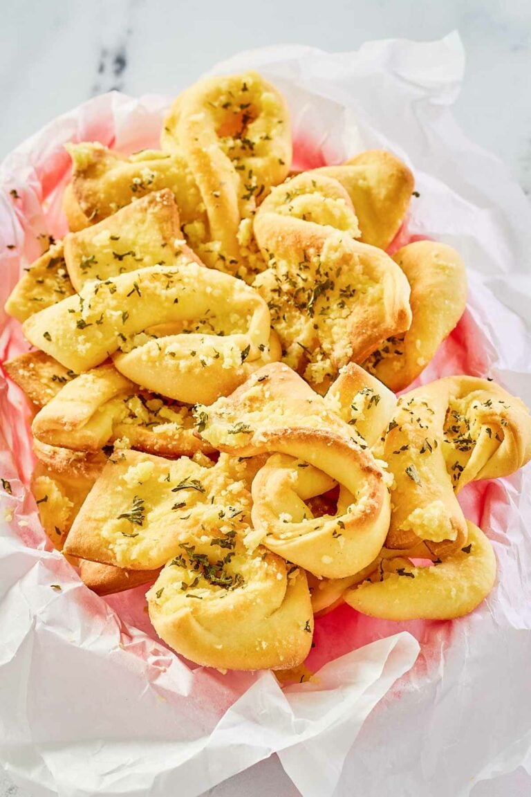 copycat Domino's garlic bread twists in a basket.