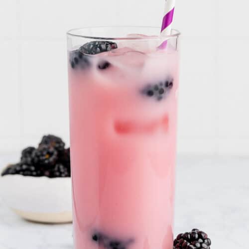 copycat Starbucks violet drink and blackberries.
