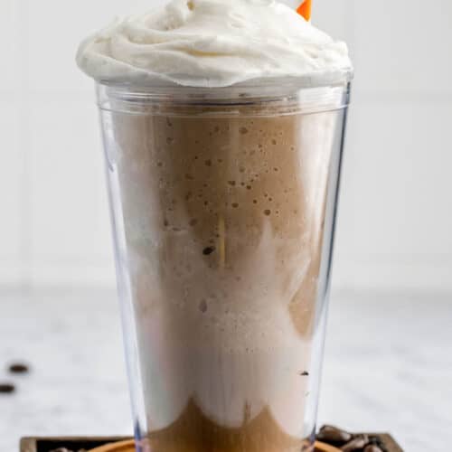 copycat Dunkin Donuts Coffee Coolatta with whipped cream.