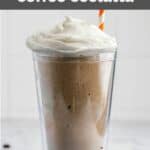 homemade Dunkin coffee coolatta on a coaster.