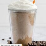 homemade Dunkin Donuts coffee coolatta and coffee beans.