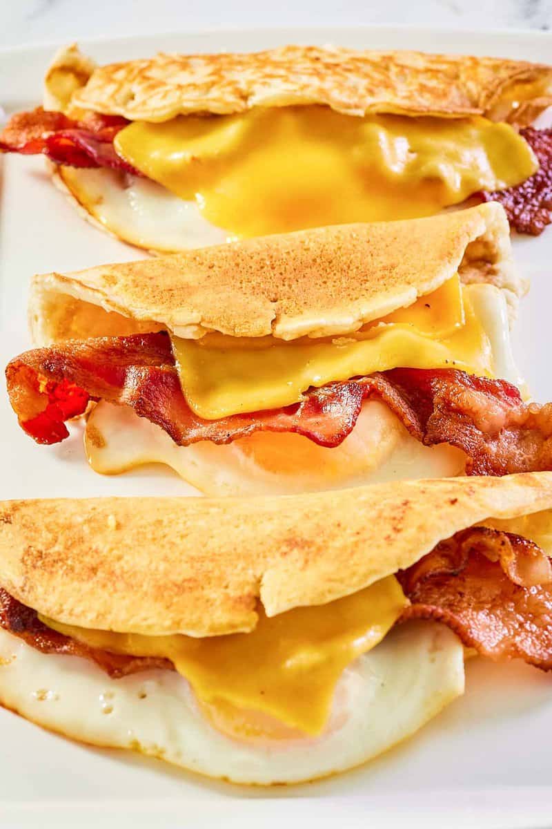 three copycat Dunkin Donuts pancake wake up wraps.