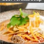 bowl of homemade Luby's beef tortilla soup.