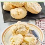 homemade sweet biscuits and one cut in half with butter on it.