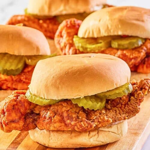 four copycat wingstop buffalo chicken sandwiches.