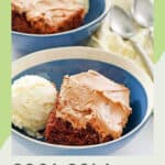 Cracker Barrel Coca Cola Cake and a scoop of ice cream in a bowl.