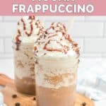 two homemade Starbucks mocha frappuccinos.