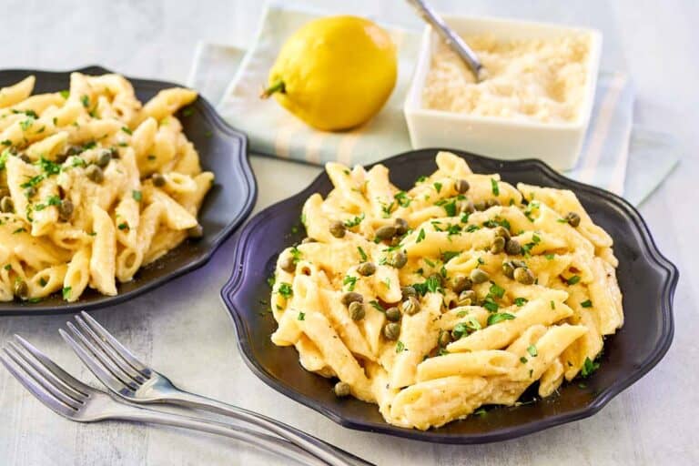Greek Pasta with Lemon Alfredo Sauce