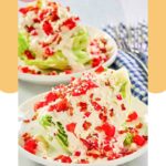 Maytag buttermilk blue cheese dressing on wedges of iceberg lettuce.