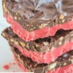 Closeup of homemade cherry mash bars.