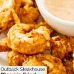 Closeup of homemade Outback bloomin fried shrimp on a platter.