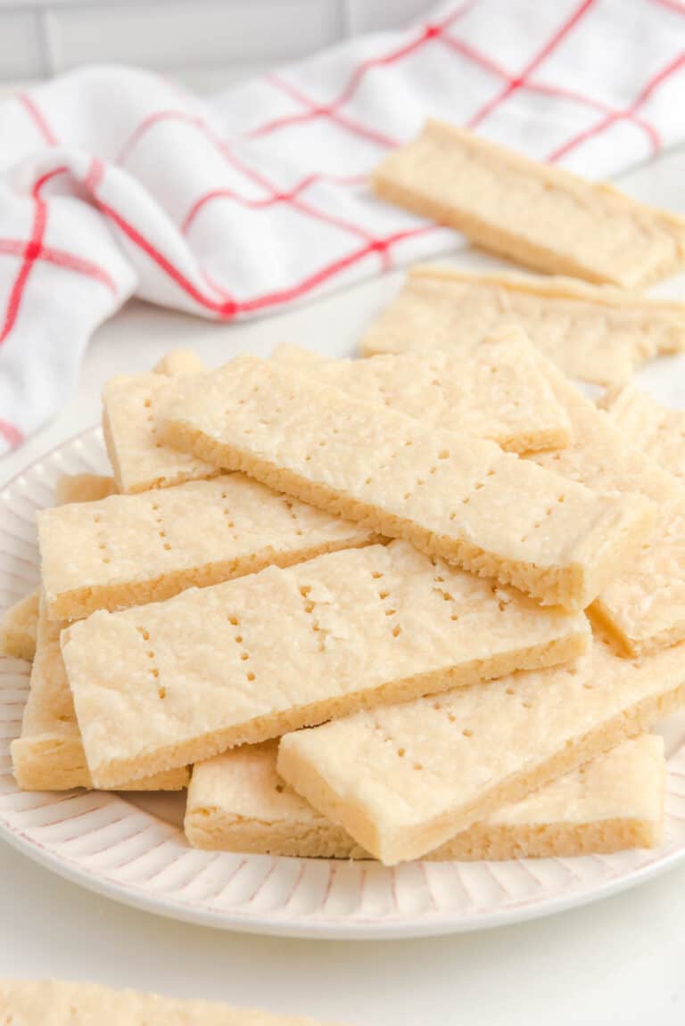 Copycat Walkers shortbread cookies on a plate.