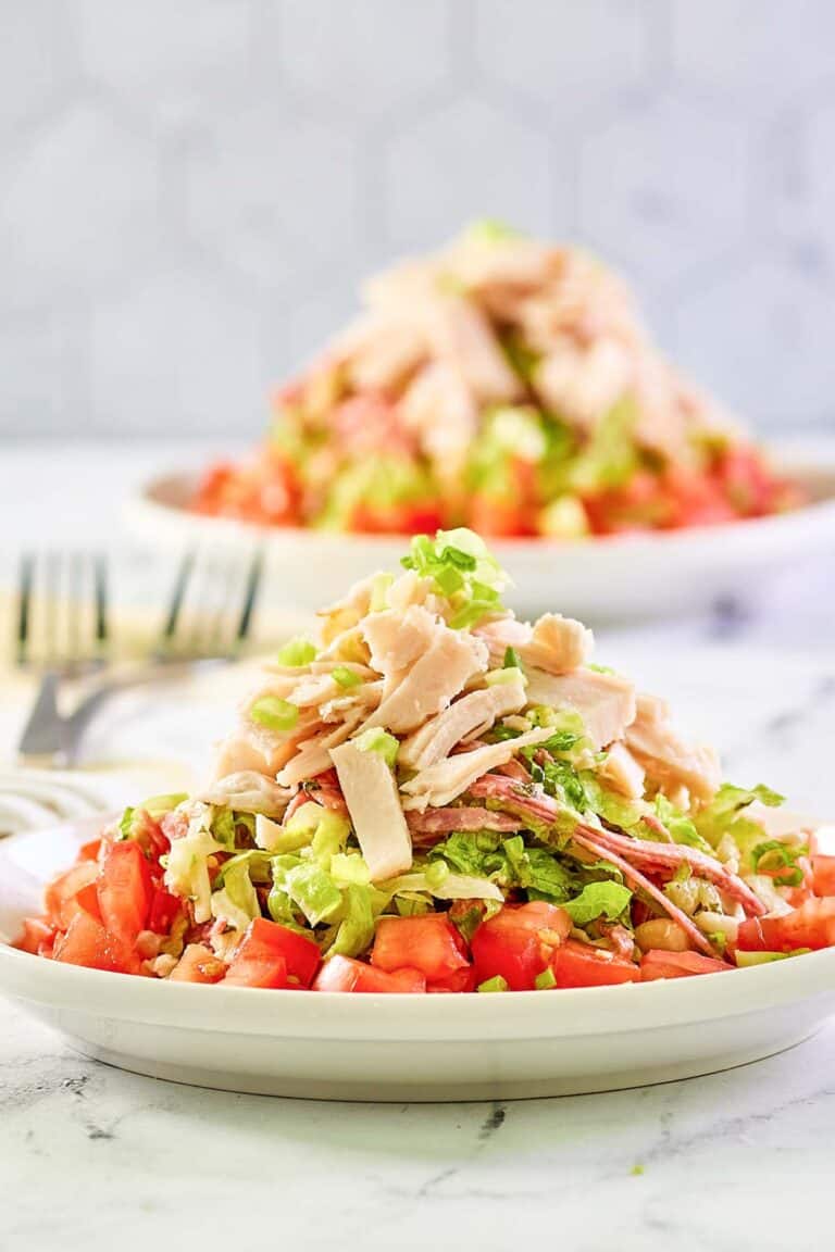 Copycat California Pizza Kitchen Italian chopped salad in a bowl.