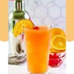 Homemade Applebee's bahama mama drink in a tall glass.