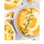 A bowl of curried pumpkin bisque.