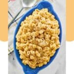 Serving of homemade mac and cheese.