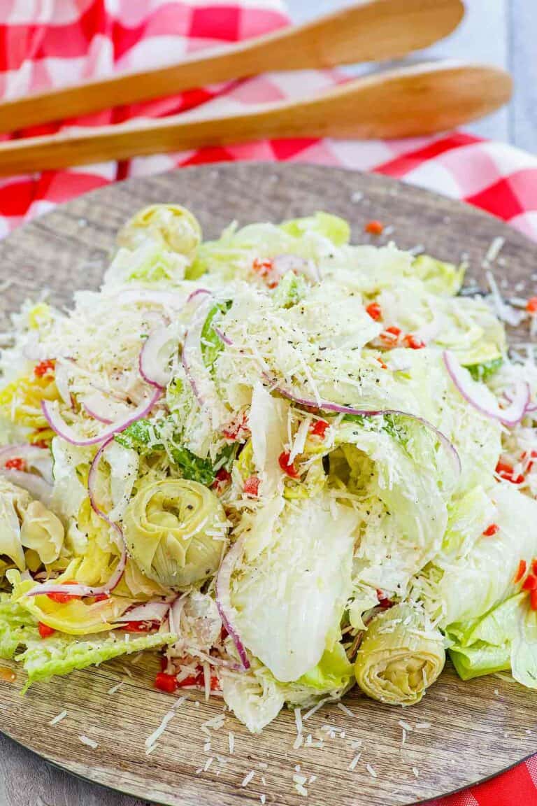 Copycat Pasta House salad on a plate.