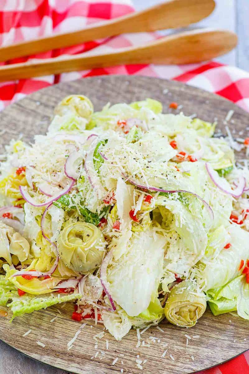 Copycat Pasta House salad on a plate.