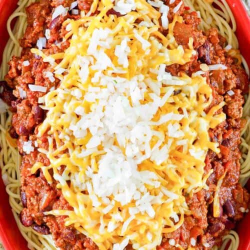 Copycat Steak 'n Shake 5 way chili in a bowl.