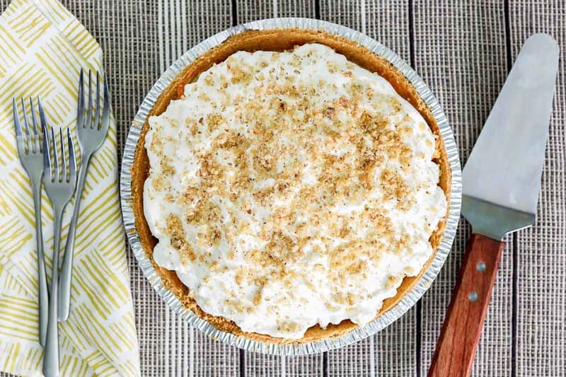 Top of a double layer pumpkin pie.