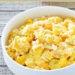 Squash casserole serving in a bowl.