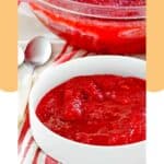 Cranberry jello salad in bowls.