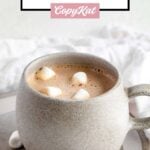 Homemade hot chocolate with mini marshmallows.