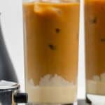 Two glasses of Vietnamese iced coffee.