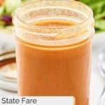 A jar of homemade state fare lemon salad dressing.